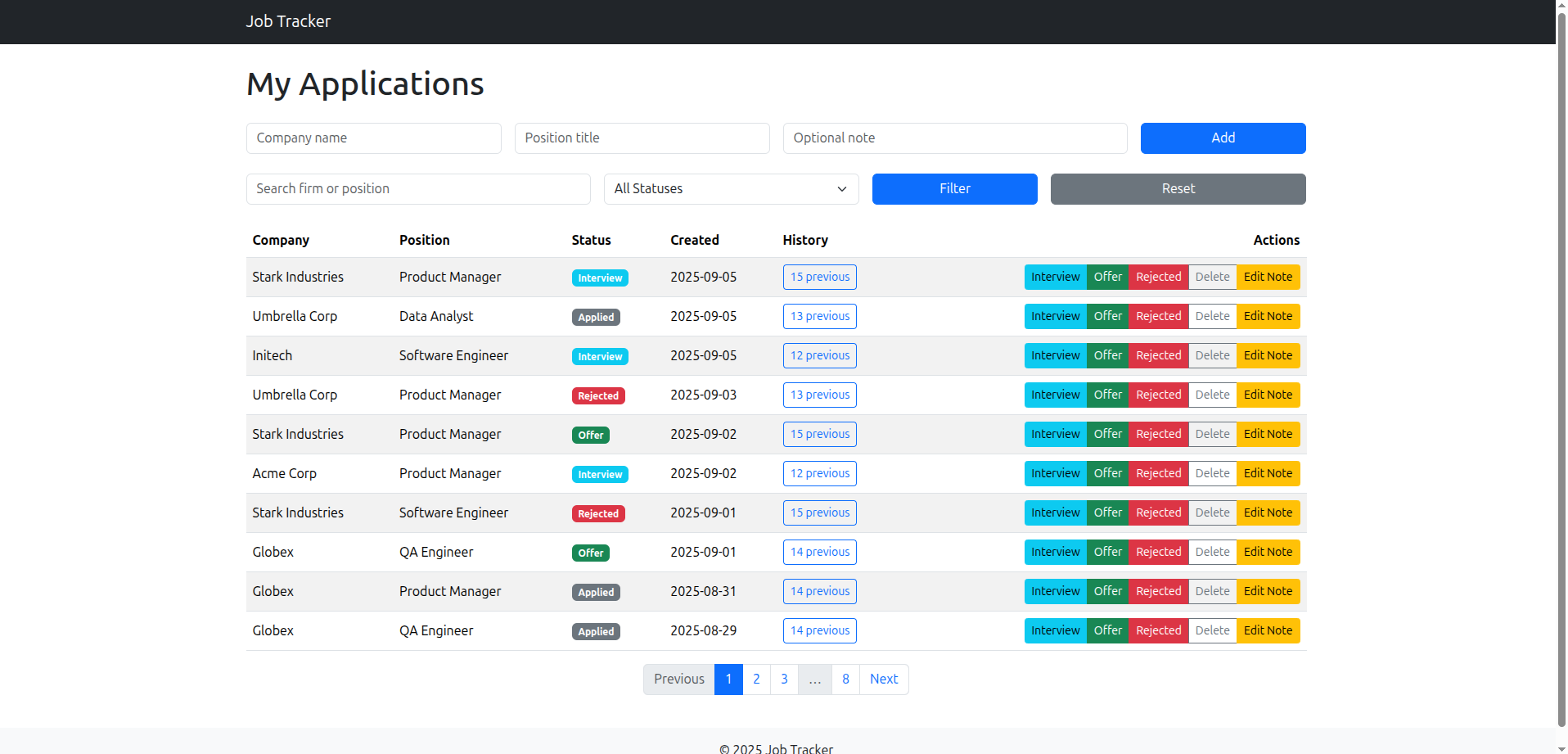 Application Job Tracker